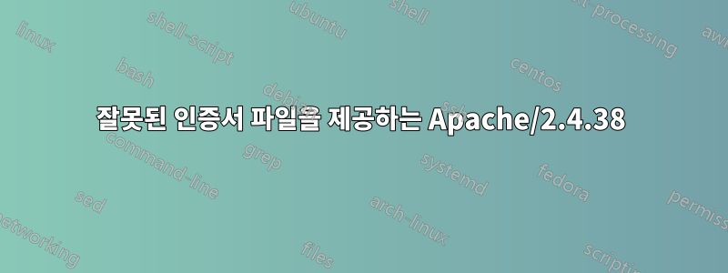 잘못된 인증서 파일을 제공하는 Apache/2.4.38