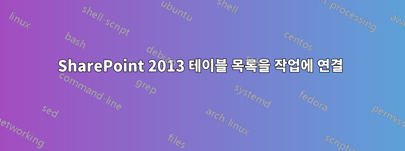 SharePoint 2013 테이블 목록을 작업에 연결