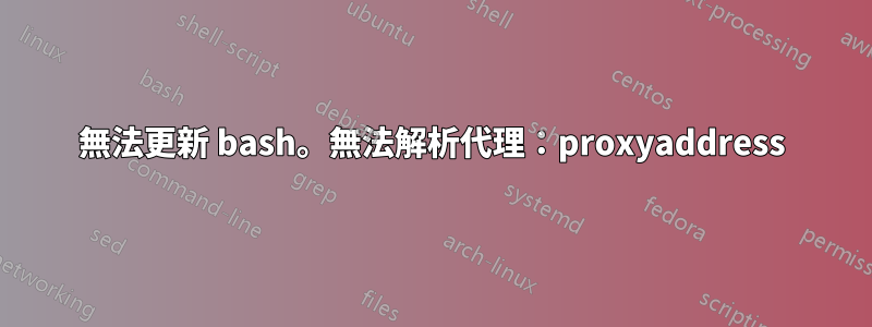 無法更新 bash。無法解析代理：proxyaddress