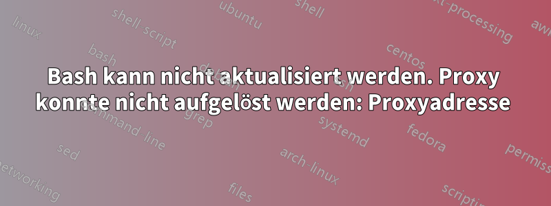 Bash kann nicht aktualisiert werden. Proxy konnte nicht aufgelöst werden: Proxyadresse