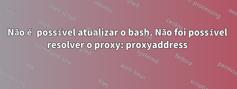 Não é possível atualizar o bash. Não foi possível resolver o proxy: proxyaddress