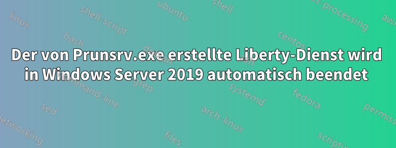 Der von Prunsrv.exe erstellte Liberty-Dienst wird in Windows Server 2019 automatisch beendet