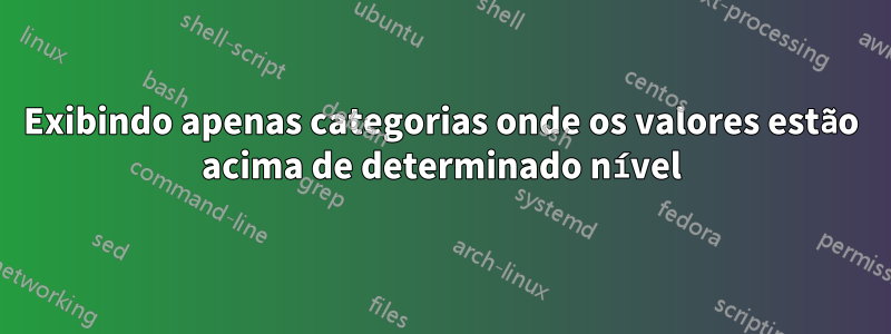 Exibindo apenas categorias onde os valores estão acima de determinado nível