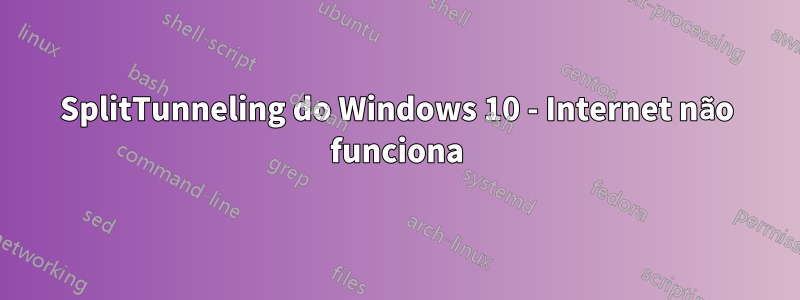 SplitTunneling do Windows 10 - Internet não funciona