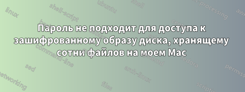 Пароль не подходит для доступа к зашифрованному образу диска, хранящему сотни файлов на моем Mac