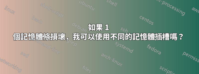 如果 1 個記憶體條損壞，我可以使用不同的記憶體插槽嗎？