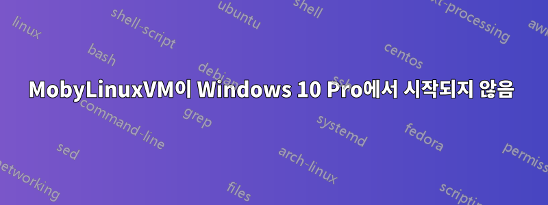 MobyLinuxVM이 Windows 10 Pro에서 시작되지 않음