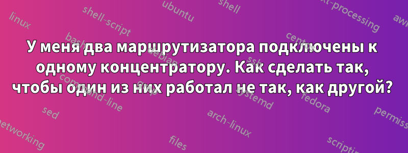 У меня два маршрутизатора подключены к одному концентратору. Как сделать так, чтобы один из них работал не так, как другой?