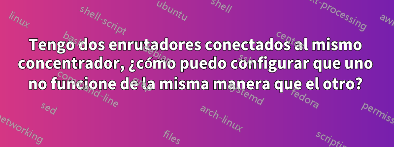 Tengo dos enrutadores conectados al mismo concentrador, ¿cómo puedo configurar que uno no funcione de la misma manera que el otro?