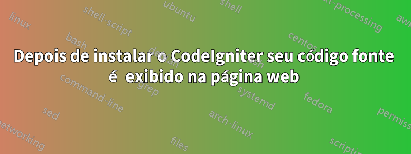 Depois de instalar o CodeIgniter seu código fonte é exibido na página web