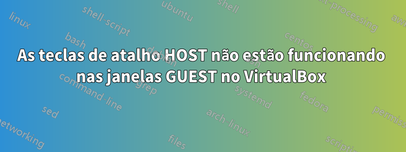 As teclas de atalho HOST não estão funcionando nas janelas GUEST no VirtualBox