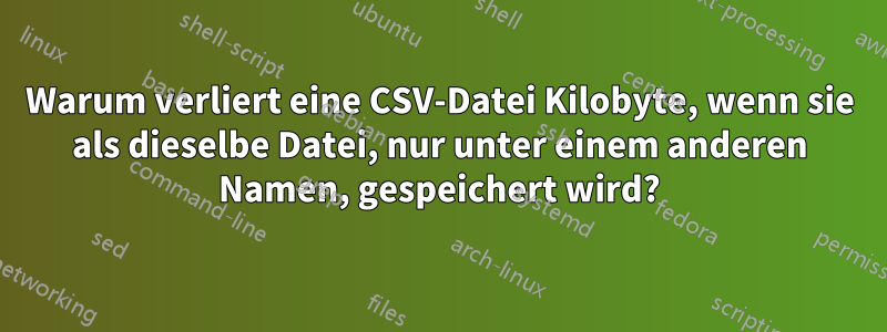 Warum verliert eine CSV-Datei Kilobyte, wenn sie als dieselbe Datei, nur unter einem anderen Namen, gespeichert wird?