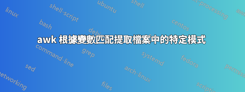 awk 根據變數匹配提取檔案中的特定模式