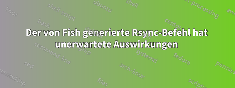 Der von Fish generierte Rsync-Befehl hat unerwartete Auswirkungen