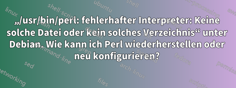 „/usr/bin/perl: fehlerhafter Interpreter: Keine solche Datei oder kein solches Verzeichnis“ unter Debian. Wie kann ich Perl wiederherstellen oder neu konfigurieren?