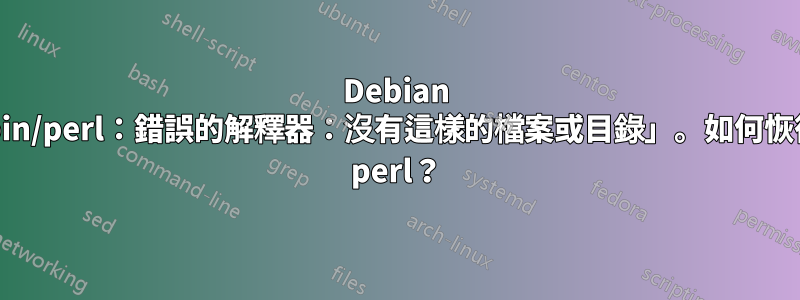 Debian 上的「/usr/bin/perl：錯誤的解釋器：沒有這樣的檔案或目錄」。如何恢復或重新配置 perl？