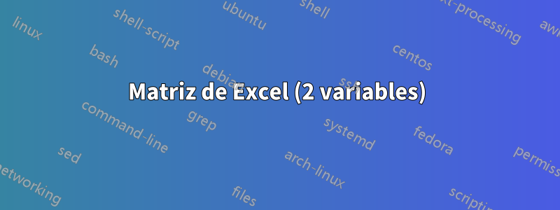 Matriz de Excel (2 variables)