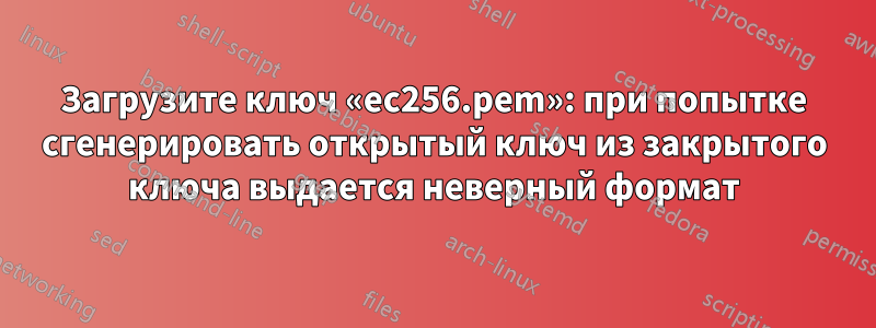 Загрузите ключ «ec256.pem»: при попытке сгенерировать открытый ключ из закрытого ключа выдается неверный формат