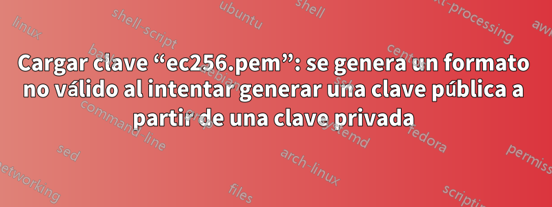 Cargar clave “ec256.pem”: se genera un formato no válido al intentar generar una clave pública a partir de una clave privada