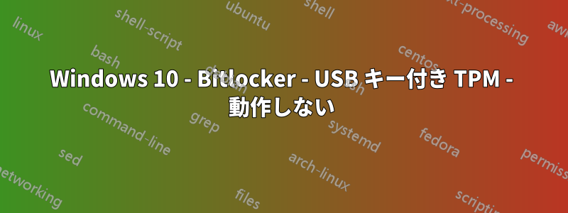 Windows 10 - Bitlocker - USB キー付き TPM - 動作しない