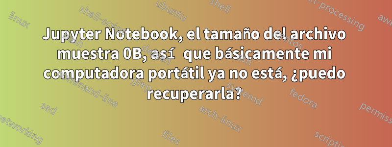 Jupyter Notebook, el tamaño del archivo muestra 0B, así que básicamente mi computadora portátil ya no está, ¿puedo recuperarla?