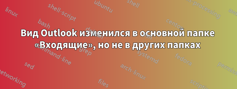 Вид Outlook изменился в основной папке «Входящие», но не в других папках