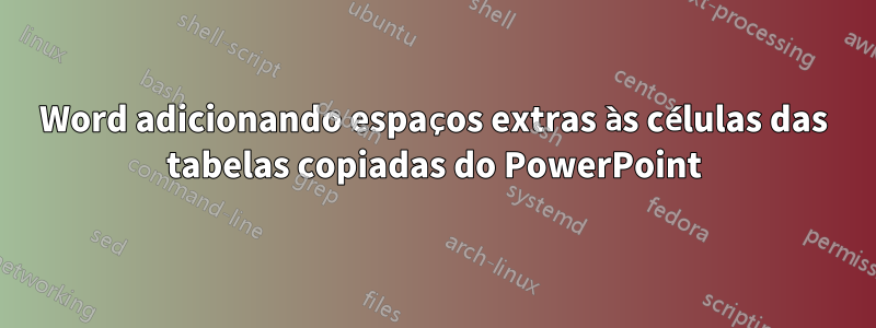 Word adicionando espaços extras às células das tabelas copiadas do PowerPoint