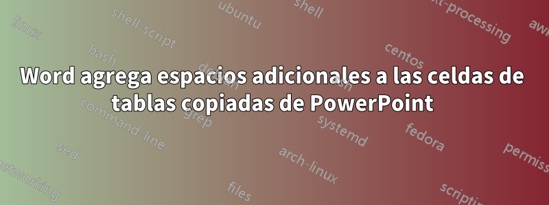 Word agrega espacios adicionales a las celdas de tablas copiadas de PowerPoint