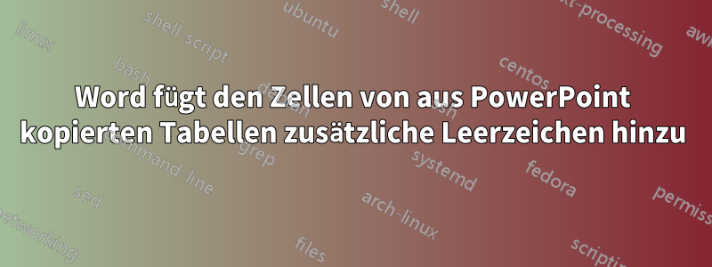 Word fügt den Zellen von aus PowerPoint kopierten Tabellen zusätzliche Leerzeichen hinzu