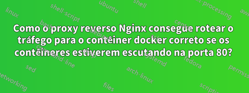 Como o proxy reverso Nginx consegue rotear o tráfego para o contêiner docker correto se os contêineres estiverem escutando na porta 80?