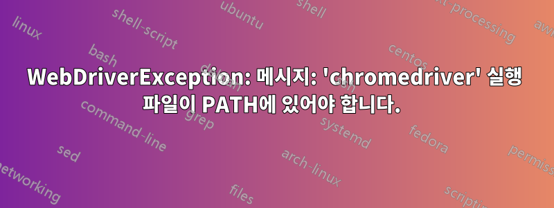 WebDriverException: 메시지: 'chromedriver' 실행 파일이 PATH에 있어야 합니다. 