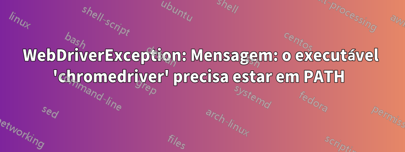 WebDriverException: Mensagem: o executável 'chromedriver' precisa estar em PATH 