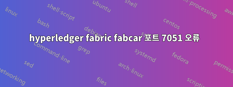 hyperledger fabric fabcar 포트 7051 오류 