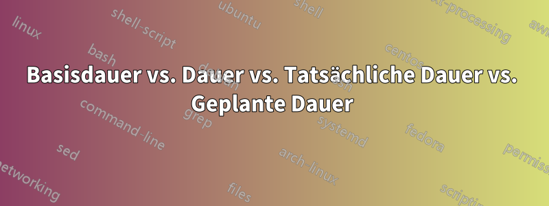 Basisdauer vs. Dauer vs. Tatsächliche Dauer vs. Geplante Dauer