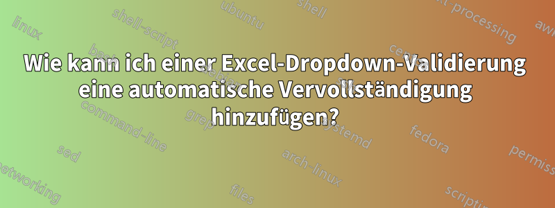 Wie kann ich einer Excel-Dropdown-Validierung eine automatische Vervollständigung hinzufügen?