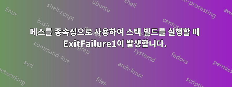 메스를 종속성으로 사용하여 스택 빌드를 실행할 때 ExitFailure1이 발생합니다.