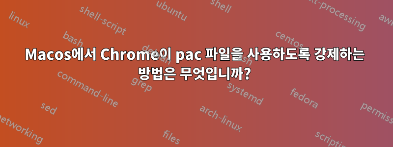 Macos에서 Chrome이 pac 파일을 사용하도록 강제하는 방법은 무엇입니까?