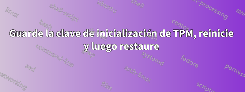 Guarde la clave de inicialización de TPM, reinicie y luego restaure