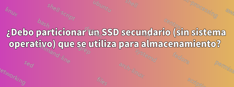 ¿Debo particionar un SSD secundario (sin sistema operativo) que se utiliza para almacenamiento? 