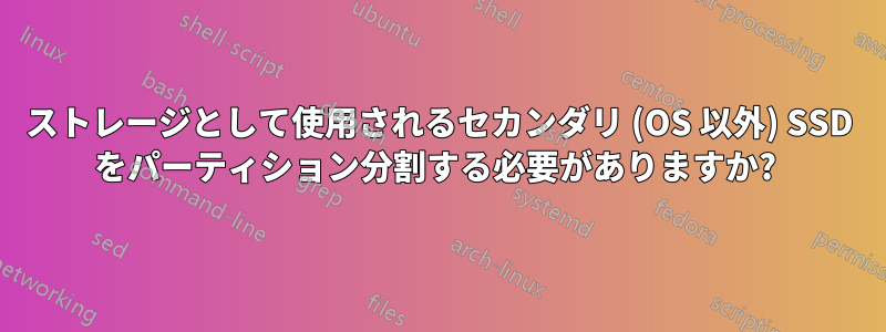 ストレージとして使用されるセカンダリ (OS 以外) SSD をパーティション分割する必要がありますか? 