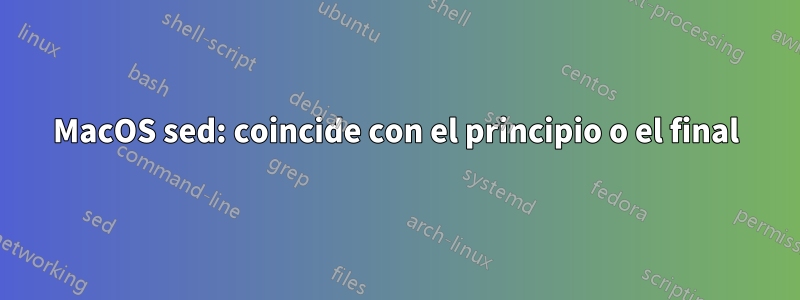 MacOS sed: coincide con el principio o el final