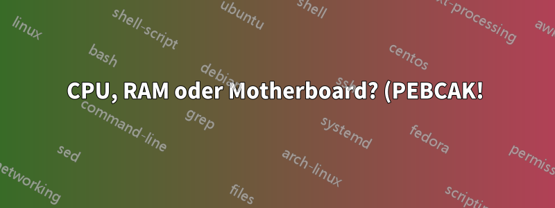 CPU, RAM oder Motherboard? (PEBCAK!)