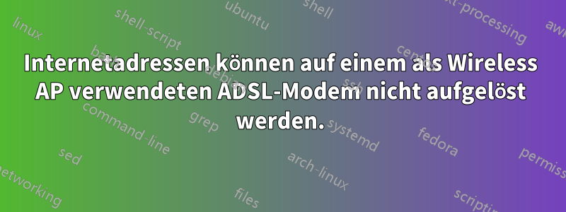 Internetadressen können auf einem als Wireless AP verwendeten ADSL-Modem nicht aufgelöst werden.