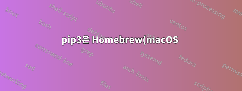 pip3은 Homebrew(macOS)를 통해 최신 python3과 함께 설치되지 않습니다.
