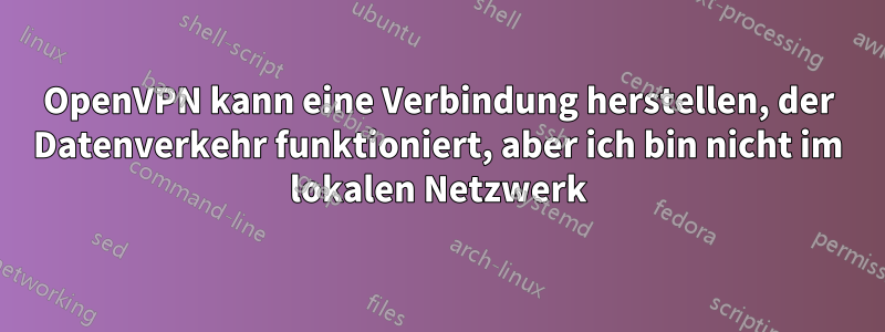 OpenVPN kann eine Verbindung herstellen, der Datenverkehr funktioniert, aber ich bin nicht im lokalen Netzwerk