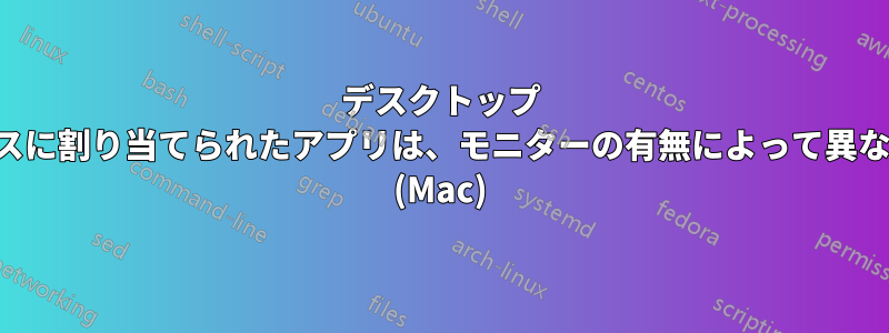 デスクトップ スペースに割り当てられたアプリは、モニターの有無によって異なります (Mac)