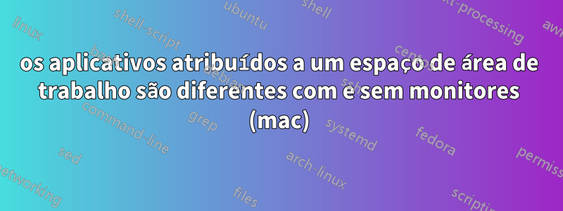 os aplicativos atribuídos a um espaço de área de trabalho são diferentes com e sem monitores (mac)