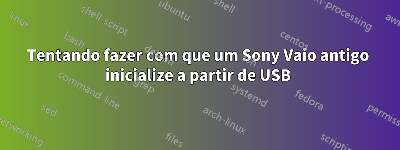 Tentando fazer com que um Sony Vaio antigo inicialize a partir de USB