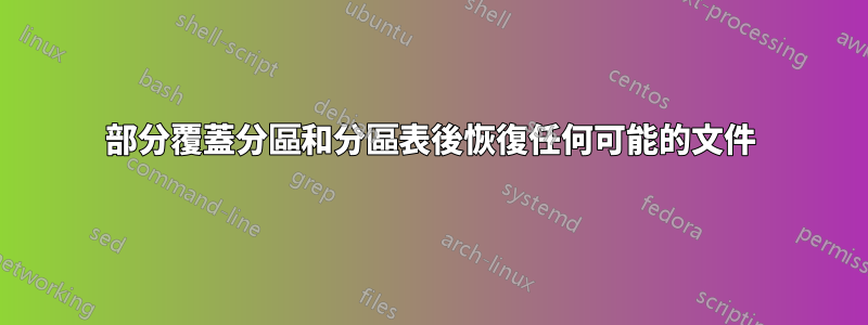 部分覆蓋分區和分區表後恢復任何可能的文件