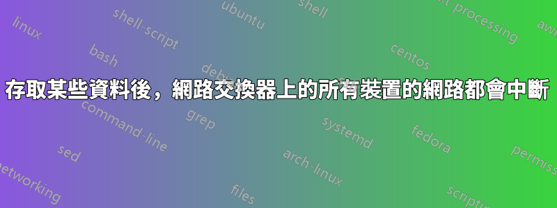 存取某些資料後，網路交換器上的所有裝置的網路都會中斷